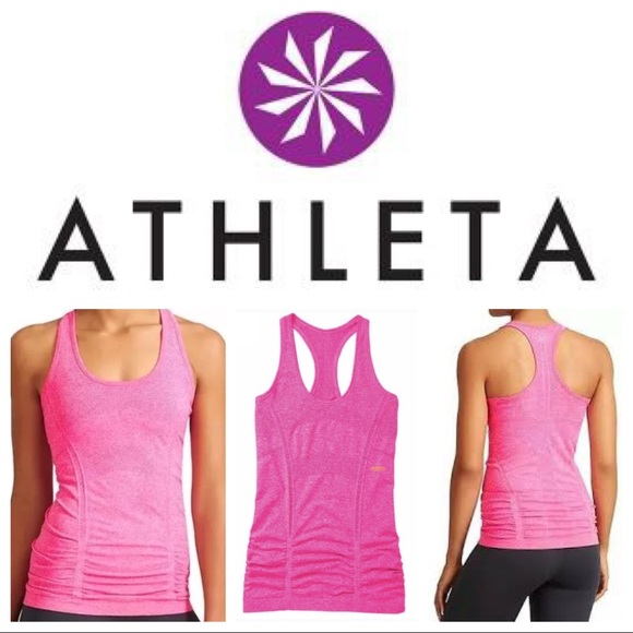 Athleta Tops - ATHLETA Fastest Track Tank PIN rouched racerback S